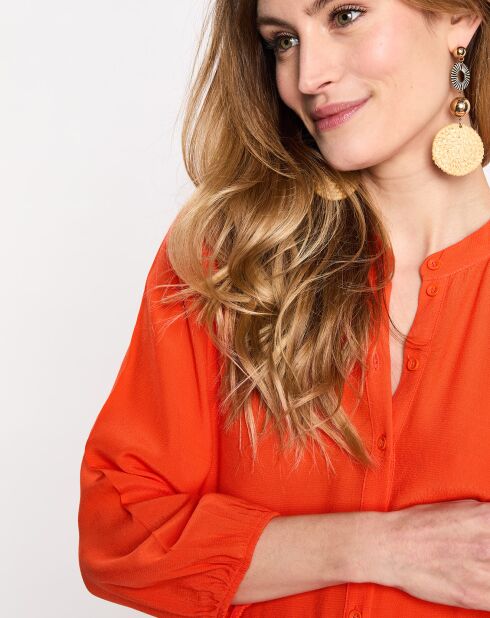 Robe babydoll à volant orange vif