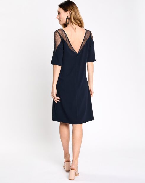 Robe de céremonie v lurex bi matière bleu marine