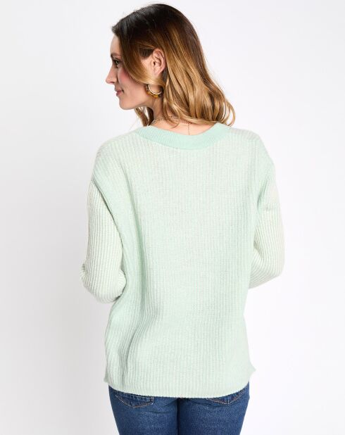 Pull en Laine mélangée cv crop vert d'eau