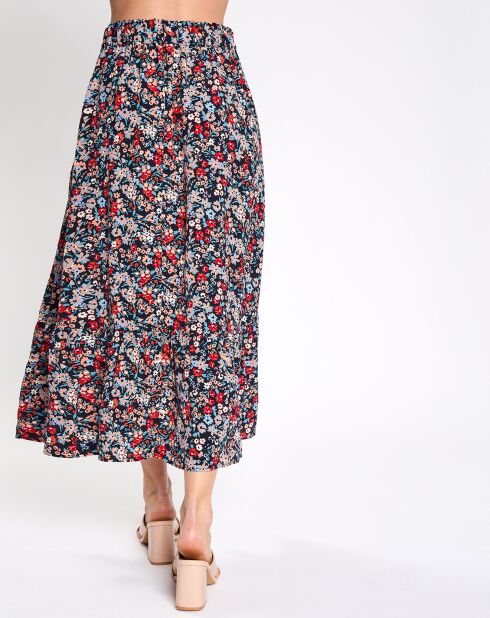 Jupe midi à fleurs multicolore