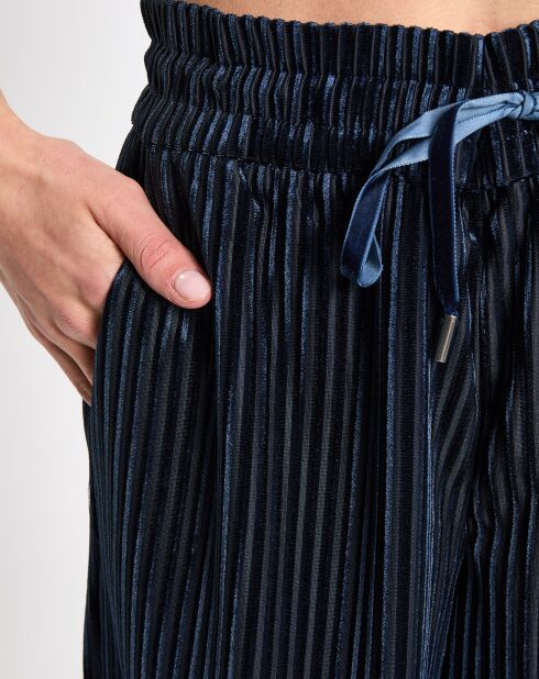 Pantalon en Velours fluide rib bleu marine