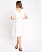 Robe céremonie crochet col v blanche