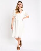 Robe céremonie crochet col v blanche