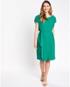 Robe plissée sans manches vert foncé