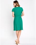 Robe plissée sans manches vert foncé