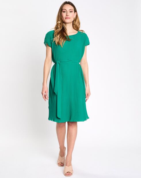 Robe plissée sans manches vert foncé