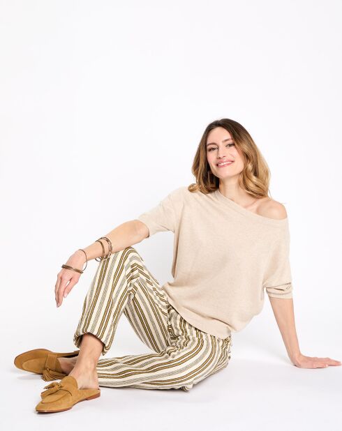 Jersey ligero de manga corta cr beige