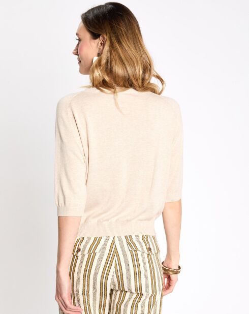 Jersey ligero de manga corta cr beige