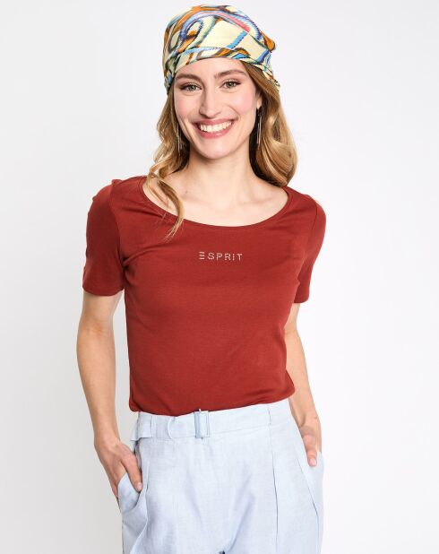 T-Shirt logo basic marron