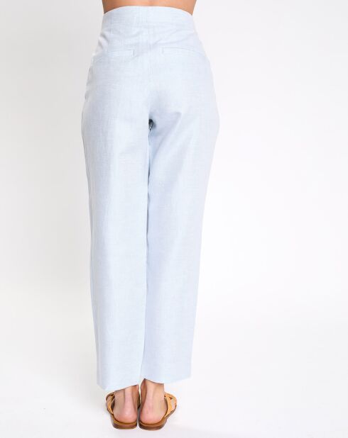 Pantalon en Coton & Lin tailleur bleu clair