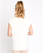 T-Shirt cr sm print abstrait blanc