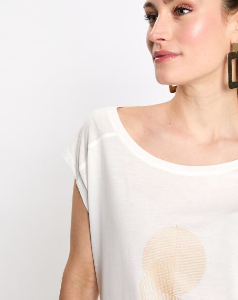 T-Shirt cr sm print abstrait blanc