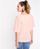 Blouse plumetis manches courtes rose clair