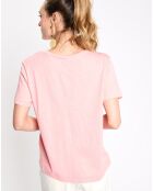 T-Shirt col v flamme rose