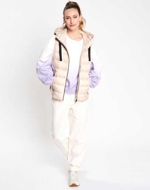Doudoune à capuche sans manches beige