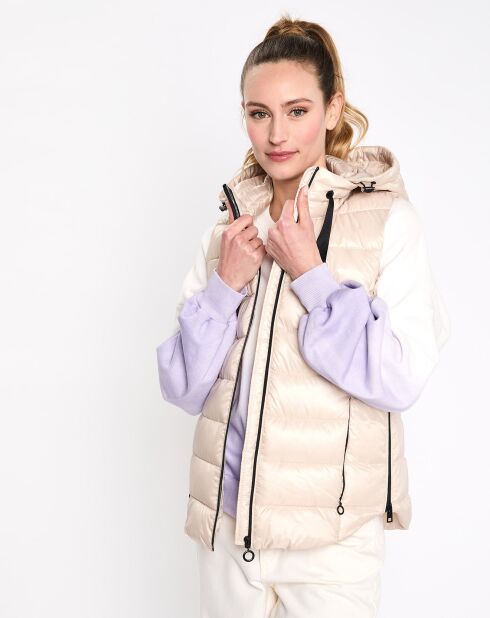 Doudoune à capuche sans manches beige