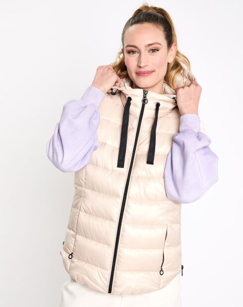 Doudoune à capuche sans manches beige