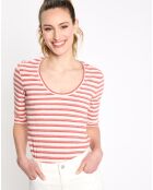 T-Shirt manches 3/4 rib cr multicolore