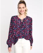 Blouse à lacets print multicolore