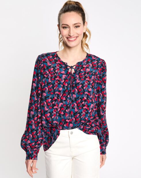 Blouse à lacets print multicolore