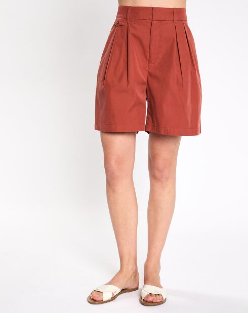 Short taille haute tailleur marron