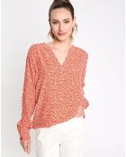 Chemise print micro fleurs orange