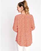 Chemise print micro fleurs orange