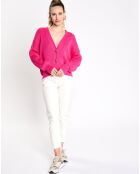 Cardigan gros bouton rose