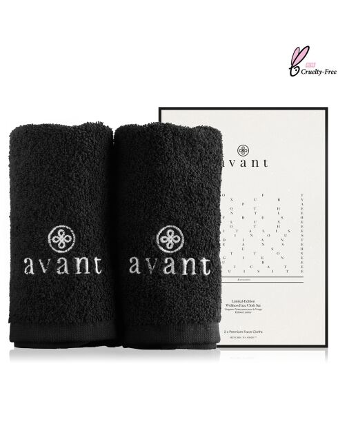 2 Serviettes pour le visage noires - 30x30 cm