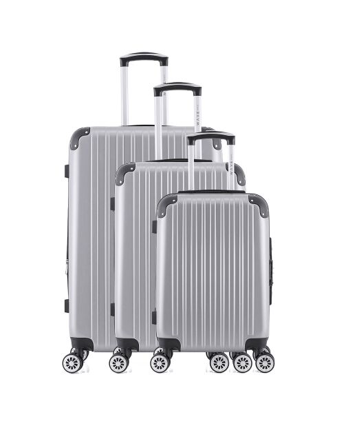 3 Valises 4 roues doubles Denali 75/65/55 cm grises