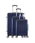 3 Valises 4 roues doubles Denali 75/65/55 cm bleu marine