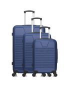 3 Valises 4 roues doubles Selenga 75/65/55 cm bleu marine