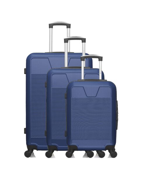 3 Valises 4 roues doubles Selenga 75/65/55 cm bleu marine