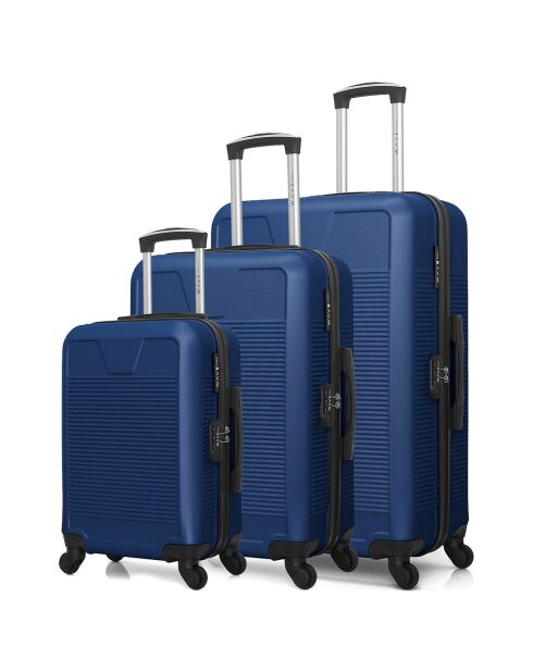 3 Valises 4 roues doubles Selenga 75/65/55 cm bleu marine
