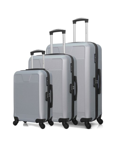 3 Valises 4 roues doubles Selenga 75/65/55 cm grises