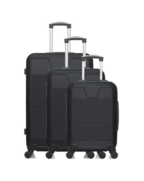 3 Valises 4 roues doubles Selenga 75/65/55 cm noires
