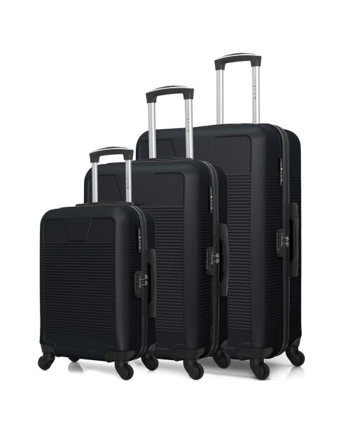 3 Valises 4 roues doubles Selenga 75/65/55 cm noires