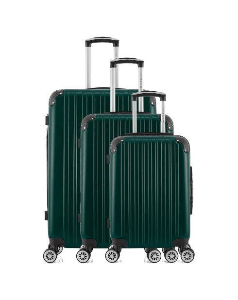 3 Valises 4 roues doubles Denali 75/65/55 cm vert foncé