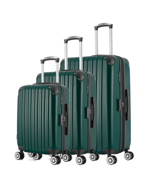 3 Valises 4 roues doubles Denali 75/65/55 cm vert foncé