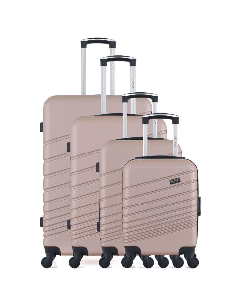 4 einfache Allradkoffer Tigre 75/65/55/46 cm Roségold