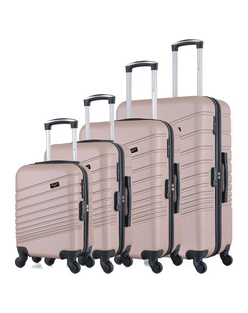 4 einfache Allradkoffer Tigre 75/65/55/46 cm Roségold