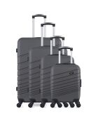 4 Valises 4 roues simples Tigre 75/65/55/46 cm gris foncé