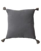 Coussin double gaze de coton gris souris - 40x40 cm