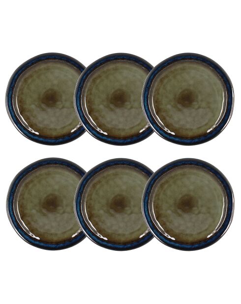 6 Assiettes plates Certaldo marron - 27x27x2.5 cm