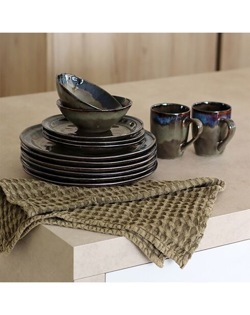 6 Assiettes creuses Certaldo marron - 19x19x5 cm