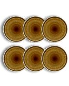 6 Assiettes plates en Porcelaine Stack beige/marron - 27.5x27.5x2.3 cm