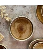 6 Assiettes plates en Porcelaine Stack beige/marron - 20x20x2.5 cm