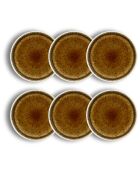 6 Assiettes plates en Porcelaine Stack beige/marron - 20x20x2.5 cm