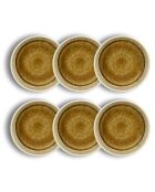6 Assiettes creuses en Porcelaine Stack beige/marron - 19x19x5 cm