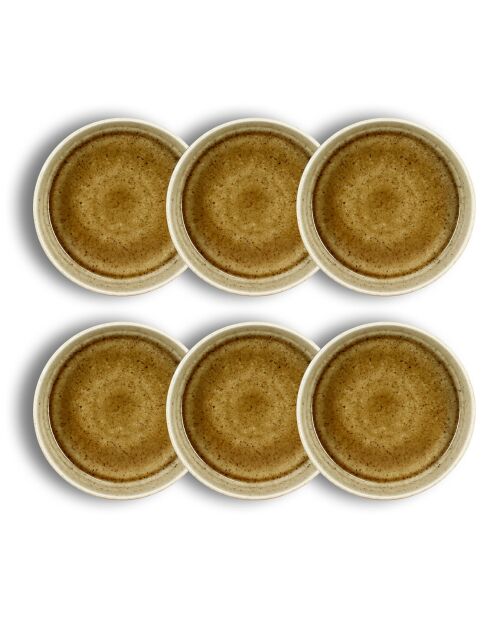 6 Assiettes creuses en Porcelaine Stack beige/marron - 19x19x5 cm